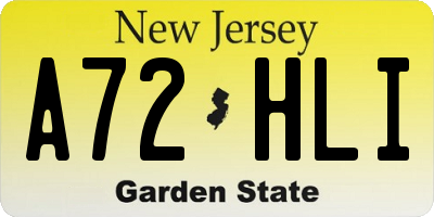 NJ license plate A72HLI