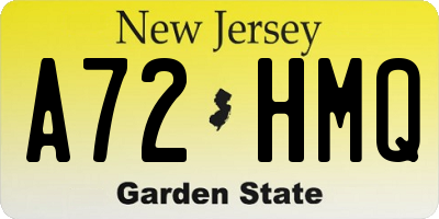 NJ license plate A72HMQ