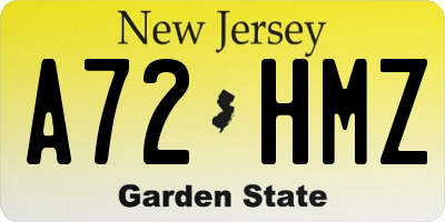 NJ license plate A72HMZ