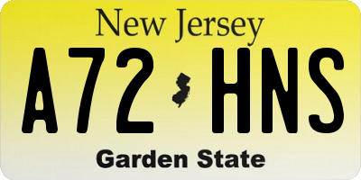 NJ license plate A72HNS