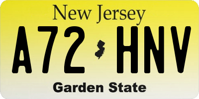 NJ license plate A72HNV