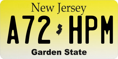 NJ license plate A72HPM