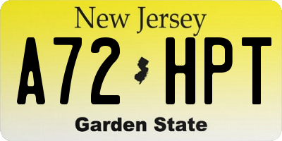 NJ license plate A72HPT