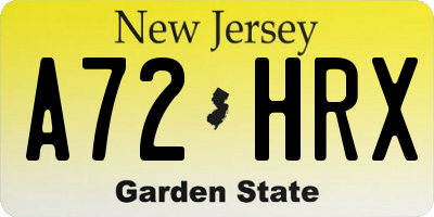 NJ license plate A72HRX