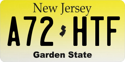 NJ license plate A72HTF
