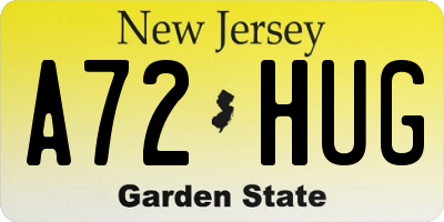 NJ license plate A72HUG