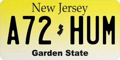 NJ license plate A72HUM