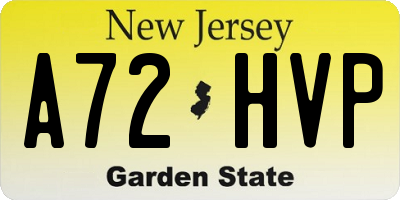 NJ license plate A72HVP