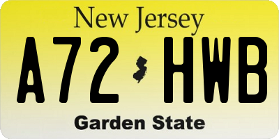 NJ license plate A72HWB