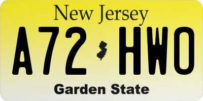 NJ license plate A72HWO