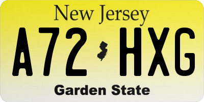 NJ license plate A72HXG