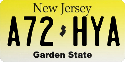 NJ license plate A72HYA