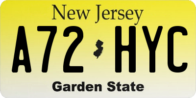 NJ license plate A72HYC