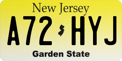NJ license plate A72HYJ