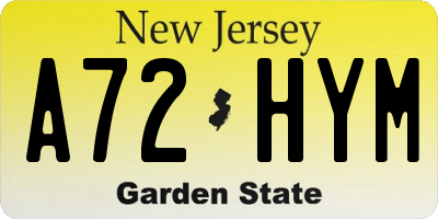 NJ license plate A72HYM