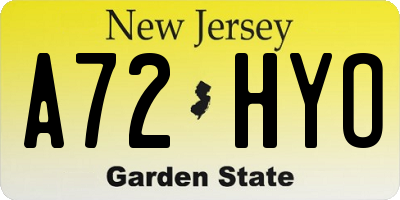 NJ license plate A72HYO