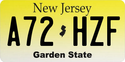 NJ license plate A72HZF
