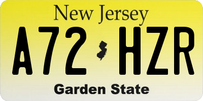 NJ license plate A72HZR
