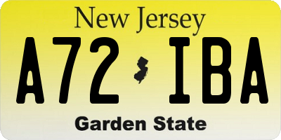 NJ license plate A72IBA