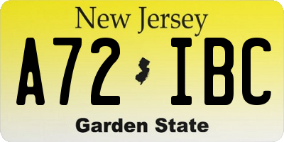 NJ license plate A72IBC