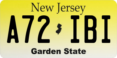 NJ license plate A72IBI