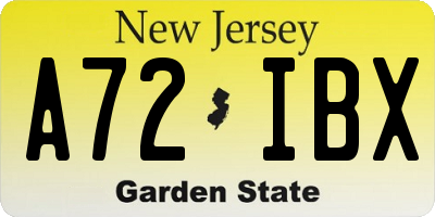 NJ license plate A72IBX