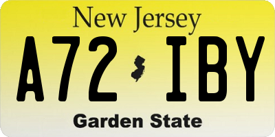 NJ license plate A72IBY