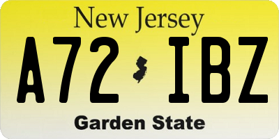 NJ license plate A72IBZ