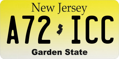 NJ license plate A72ICC