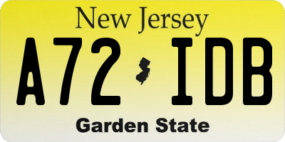 NJ license plate A72IDB
