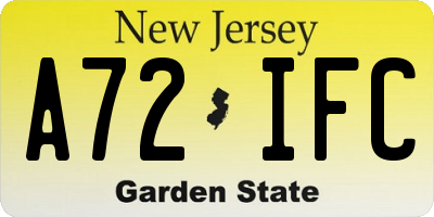 NJ license plate A72IFC