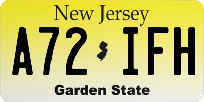 NJ license plate A72IFH