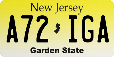 NJ license plate A72IGA