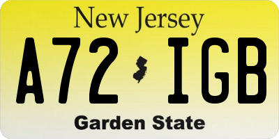 NJ license plate A72IGB
