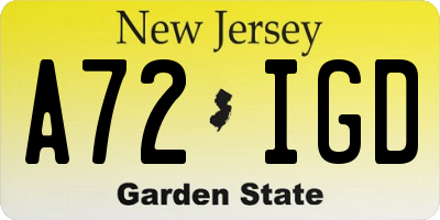 NJ license plate A72IGD