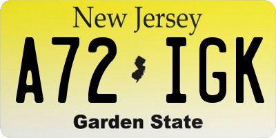 NJ license plate A72IGK