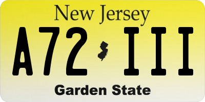 NJ license plate A72III