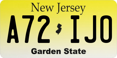 NJ license plate A72IJO