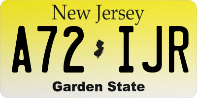 NJ license plate A72IJR