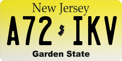 NJ license plate A72IKV