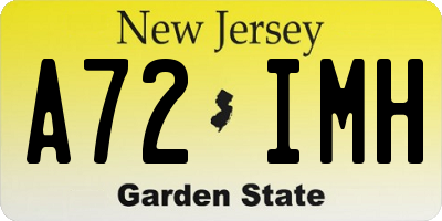 NJ license plate A72IMH