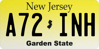NJ license plate A72INH