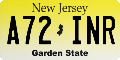 NJ license plate A72INR