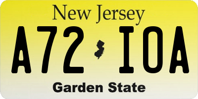 NJ license plate A72IOA