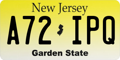 NJ license plate A72IPQ