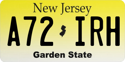NJ license plate A72IRH