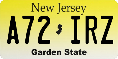 NJ license plate A72IRZ