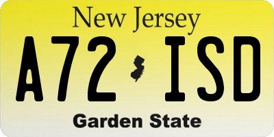 NJ license plate A72ISD