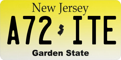 NJ license plate A72ITE