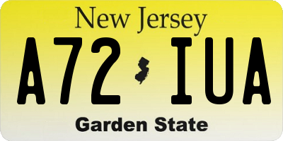 NJ license plate A72IUA